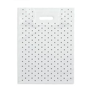 Пакет полиэтиленовый с вырубной усиленной ручкой, Черный "Горошек" 30 х 40 см, 50 мкм - 50 шт.