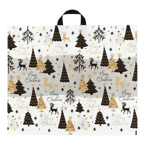 Пакет "Зимний лес", полиэтиленовый с петлевой ручкой 60 x 50, 70 мкм - 10 шт.