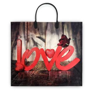 Пакет "О любви", полиэтиленовый с пластиковой ручкой, 37 х 34 см, 90 мкм - 10 шт.