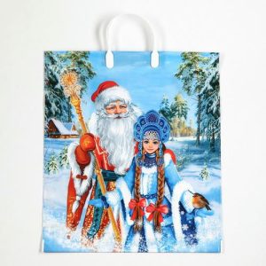 Новый год. Пакет "Волшебная встреча", полиэтиленовый с пластиковой ручкой, 40 х 44 см - 10 шт.