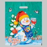 Пакет "Снеговичок", полиэтиленовый с вырубной ручкой, 40х47 см, 45 мкм - 5 шт.