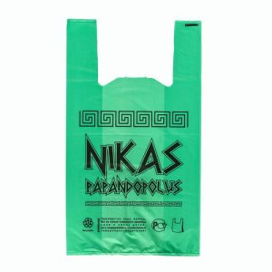 Пакет майка полиэтиленовый 30 + 16 х 55 см, 20 мкм, зелёный "Niks" - 100 шт.