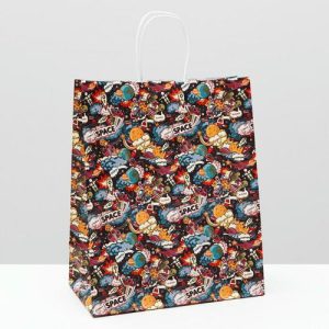 Пакет крафт "Космос", 22 х 12 х 27 см - 10 шт.