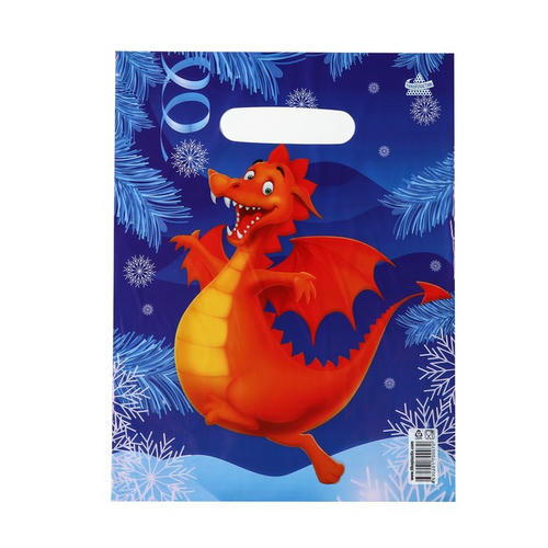 Пакет "Дракоша", полиэтиленовый с вырубной ручкой, 30 х 23 см, 30 мкм - 100 шт.