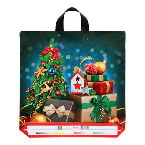 Пакет "Подарочный бум", полиэтиленовый с петлевой ручкой, 44х44 см. Новый год - 25 шт. — изображение 2