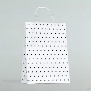 Пакет крафт, белый, «Горошек», 24 х 10 х 32 см - 1 шт.