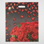 Пакет "Мармеладные сердечки", полиэтиленовый с вырубной ручкой, 60 мкм, 38 х 45 см - 50 шт.