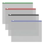 Папка-конверт на ZIP-молнии А4, 120 мкм, ErichKrause Fizzy Clear, c цветной молнией, до 100 листов, микс - 12 шт.