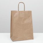 Пакет крафт без печати, круглая ручка 26 х 15 х 35 см - 10 шт.
