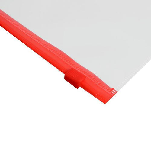 Папка-конверт на ZIP-молнии A5, 150 мкм, Calligrata, прозрачная, красная молния - 12 шт. — изображение 2