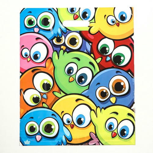 Пакет "Забавные птички", полиэтиленовый с вырубной ручкой, 38х45 см, 60 мкм - 5 шт.