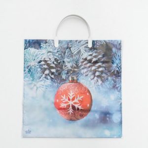 Новый год. Пакет "Морозное настроение", полиэтиленовый с пластиковой ручкой, 36 х37 см - 10 шт.