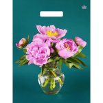 Пакет "Любимые пионы", полиэтиленовый с вырубной ручкой, 40х31 см, 60 мкм - 50 шт.