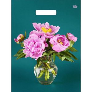 Пакет "Любимые пионы", полиэтиленовый с вырубной ручкой, 40х31 см, 60 мкм - 50 шт.