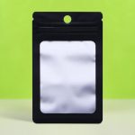 Пакет Зип-лок с окном, с еврослотом, черный, 7 х 10 см - 100 шт.