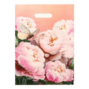 Пакет полиэтиленовый с вырубной ручкой "Нежные пионы", 30х40 см, 50 мкм - 20 шт.