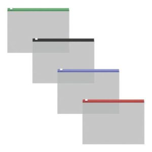 Папка-конверт на ZIP-молнии С6 ( 175 x 117 мм), 120 мкм, ErichKrause Fizzy Clear, c цветной молнией, тиснение, до 100 листов, микс - 12 шт.