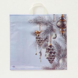 Новый год. Пакет "Серебряное сияние", полиэтиленовый с петлевой ручкой, 42х44 см - 50 шт.