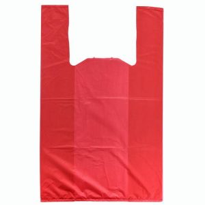 Пакет майка полиэтиленовый 30 +16 х 50 см, 18 мкм, красный "Нулёвка" - 100 шт.