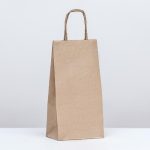 Пакет крафт без печати, круглая ручка 12 х 8 х 24 см, - 10 шт.