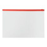 Папка-конверт на ZIP-молнии A4, 150 мкм, Calligrata, прозрачная, красная молния - 12 шт.