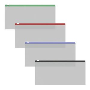 Папка-конверт на ZIP-молнии Travel (255х130мм), 120 мкм, ErichKrause Fizzy Clear, с цветной молнией, микс, до 100 листов - 12 шт.