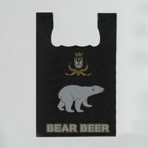 Пакет майка, полиэтиленовый "Медведь", черный 29 х 55 см, 11 мкм - 100 шт.
