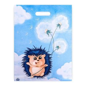 Пакет "Ежик с одуванчиком", полиэтиленовый с вырубной ручкой, 30х40 см, 60 мкм - 50 шт.