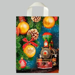 Новый год. Пакет "Вокзал желаний", полиэтиленовый с петлевой ручкой, 28х35 см - 25 шт.