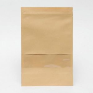 Пакет фасовочный, крафт, зип-лок, с окном, 20(4) х 30 см - 50 шт.