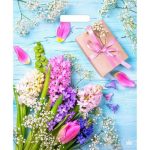 Пакет "Яркие гиацинты", полиэтиленовый, с вырубной ручкой, 38 х 45 см, 60 мкм - 50 шт.