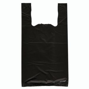 Пакет майка полиэтиленовый 30 + 16 х 55 х 15 мкм чёрный "Нулёвка" - 100 шт.