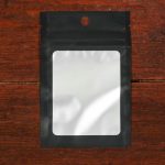 Пакет дой пак с окном,с еврослотом,черный, 8 х 12 см,200 мкм - 100 шт.