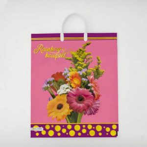 Пакет "Радужный букет", полиэтиленовый, с пластиковой ручкой, 38 х 44 см, 90 мкм - 5 шт.