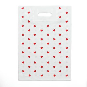 Пакет полиэтиленовый с вырубной усиленной ручкой, "Сердечки" 30 х 40 см, 50 мкм - 50 шт.