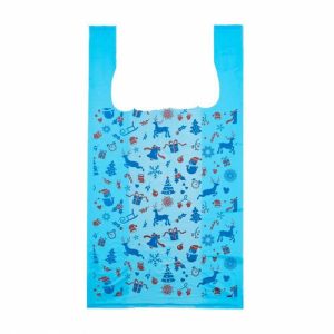 Пакет майка "Подарки", голубой, 26 х 48 см, 12 мкм - 100 шт.