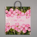 Пакет "Дикие розы", полиэтиленовый с пластиковой ручкой, 100 мкм 44 х 40 см - 10 шт.