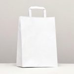 Пакет крафт без печати, белый, плоская ручка 22 х 12 х 29 см - 20 шт.