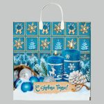 Новый год. Пакет "Бирюза", полиэтиленовый с пластиковой ручкой, 38х35 см - 10 шт.
