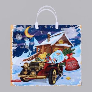 Новый год. Пакет "Новогодняя доставка", полиэтиленовый с пластиковой ручкой, 37х35 см - 5 шт.