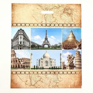 Пакет "Путешествие", полиэтиленовый с вырубной ручкой, 50х60 см, 100 мкм - 50 шт.