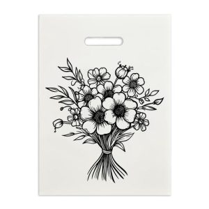 Пакет полиэтиленовый "Букет" бело-черный 30х40 см 50 мкм - 100 шт.