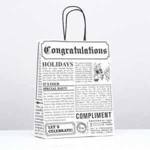 Пакет крафт "Газета" белая 25 х 10 х 32 см - 10 шт.