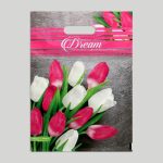 Пакет "Тюльпаны на сером", полиэтиленовый с вырубной ручкой, 30 х 40 см, 60 мкм - 25 шт.