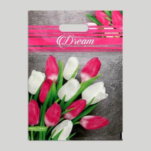 Пакет "Тюльпаны на сером", полиэтиленовый с вырубной ручкой, 30 х 40 см, 60 мкм - 25 шт.