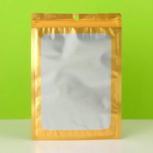 Пакет Зип-лок с окном, с еврослотом, золотой, 14 х 20 см - 100 шт.