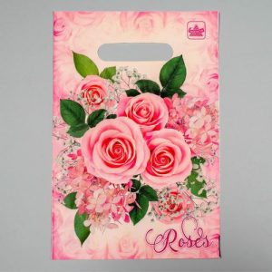 Пакет "Воздушные розы", полиэтиленовый с вырубной ручкой, 30 мкм, 20 х 30 см - 100 шт.