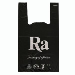 Пакет майка полиэтиленовый 30 + 16 х 53 см, 18 мкм, чёрный "Ra" - 100 шт.