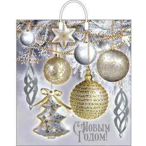Новый год. Пакет "Блики", полиэтиленовый с пластиковой ручкой, 40х44 см - 10 шт.