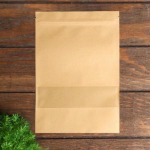 Пакет Zip-lock Крафт с прямоугольным окном, плоский, 20 х 30 см - 50 шт.